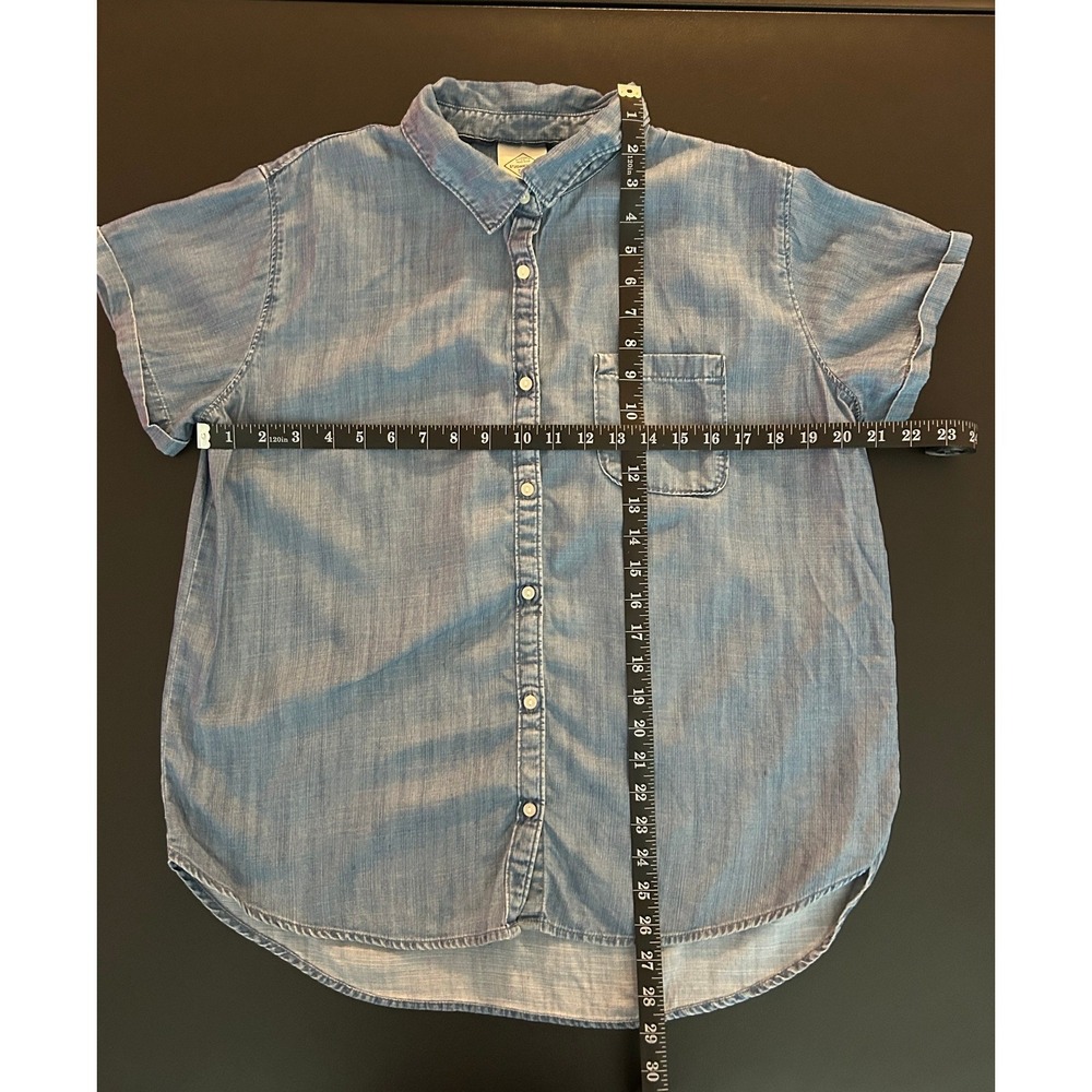 St Johns Bay Blue Lyocell Chambray Short Sleeve Button Down Shirt Large (1443) - Picture 3 of 9